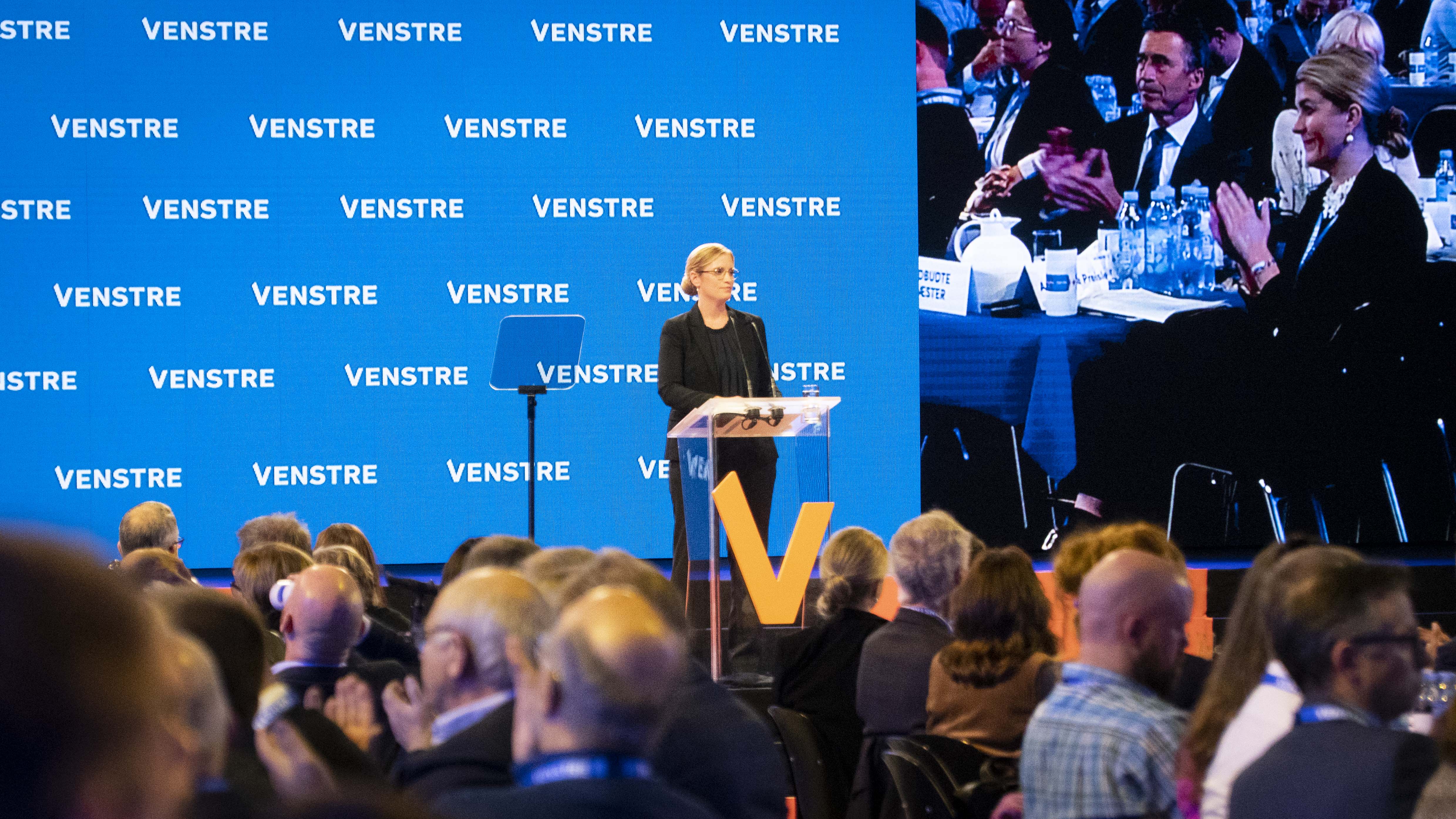 Venstres næstformand Stephanie Lose på talerstolen til Venstres Landsmøde 2021.